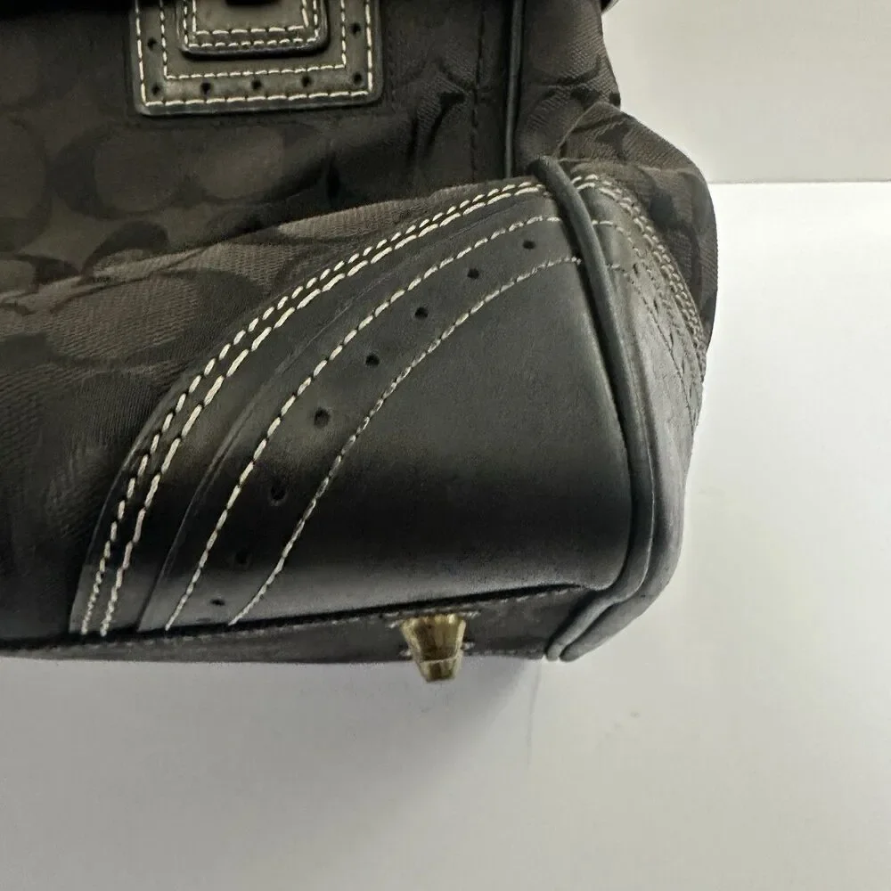 Coach Hampton Signature Carryall Satchel Purse Black Canvas #JG673-10509 - Picture 13 of 14